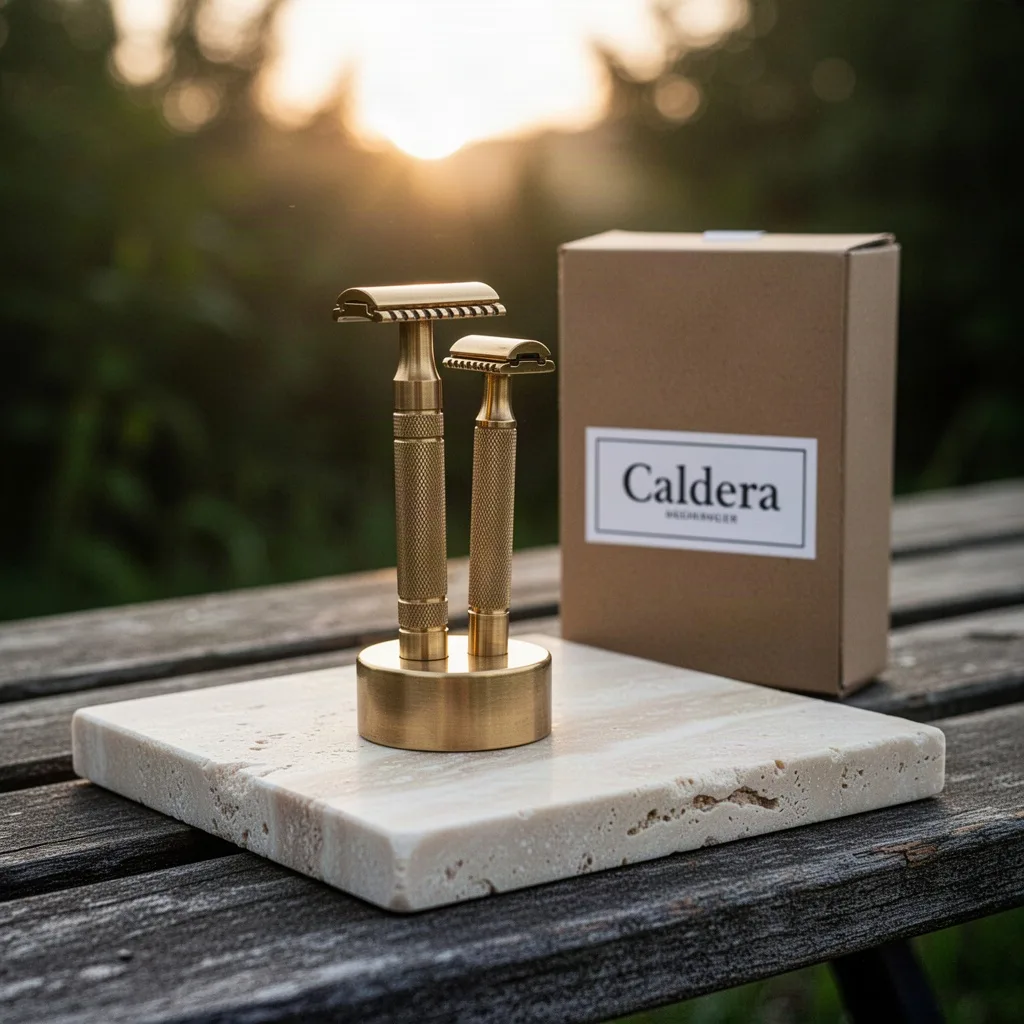Caldera Solid Brass Weighted Safety Razor Set